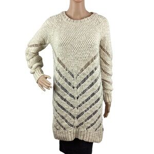Maison Scotch Sweater Dress Size 2 Cream Open Knit